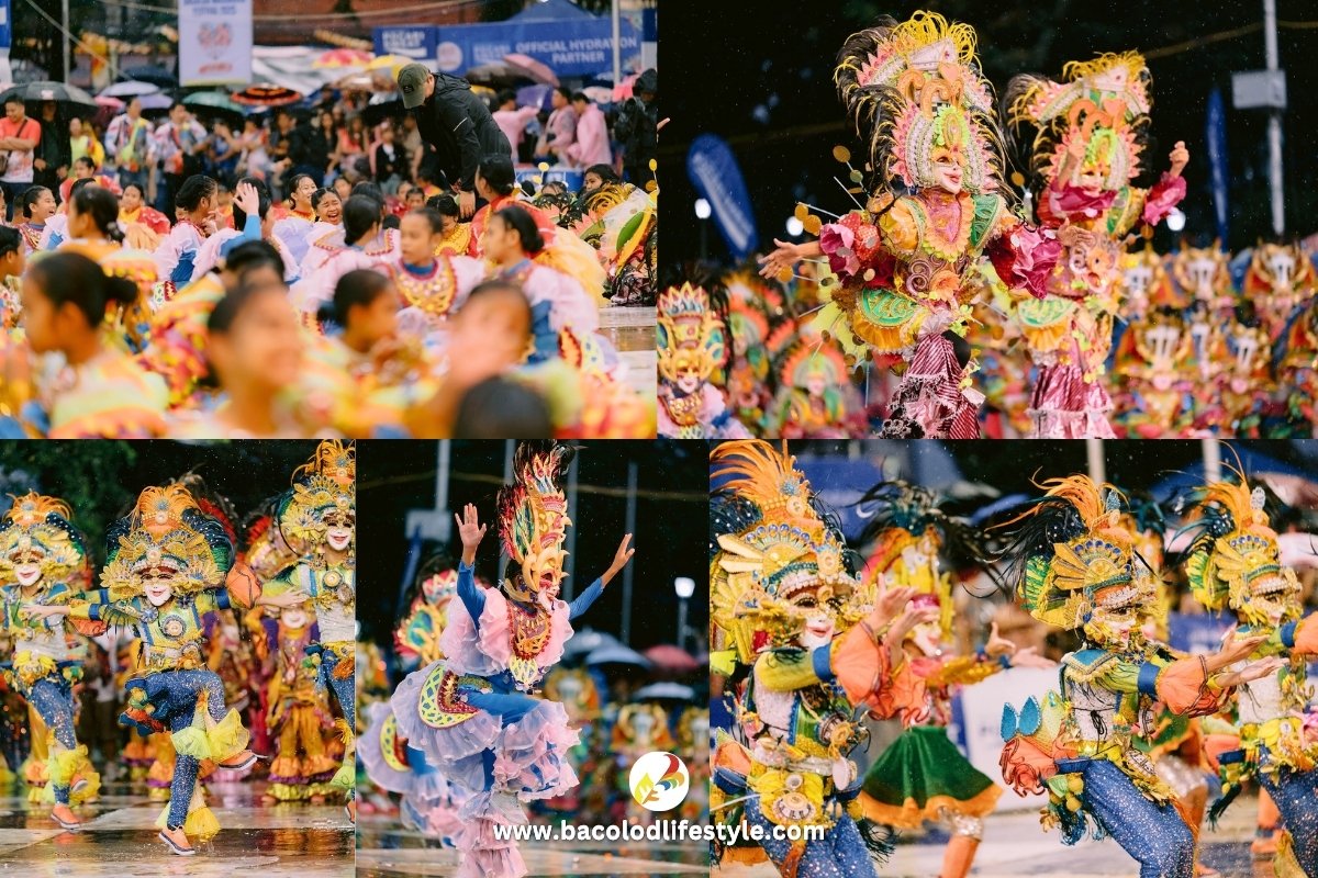 Children dancing in the Rain during the Masskara Festival Arena and Streetdance Competition