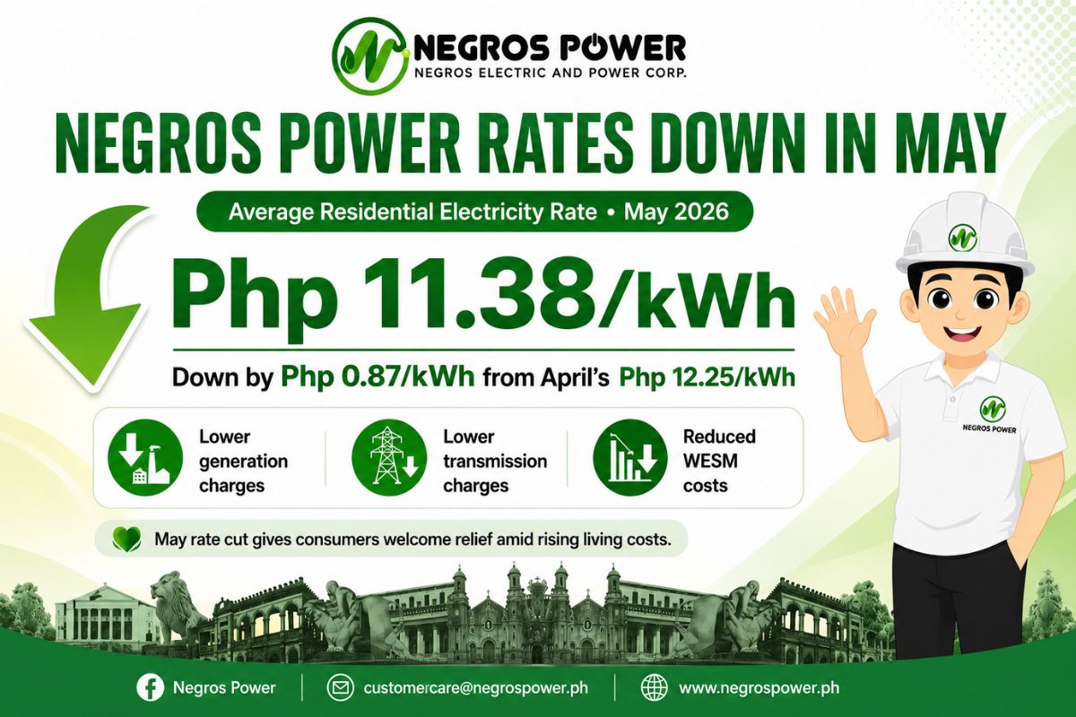 Negros Power Cuts Residential Rates This May